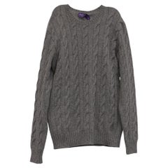 Pull en cachemire gris à mailles torsadées Ralph Lauren Purple Label