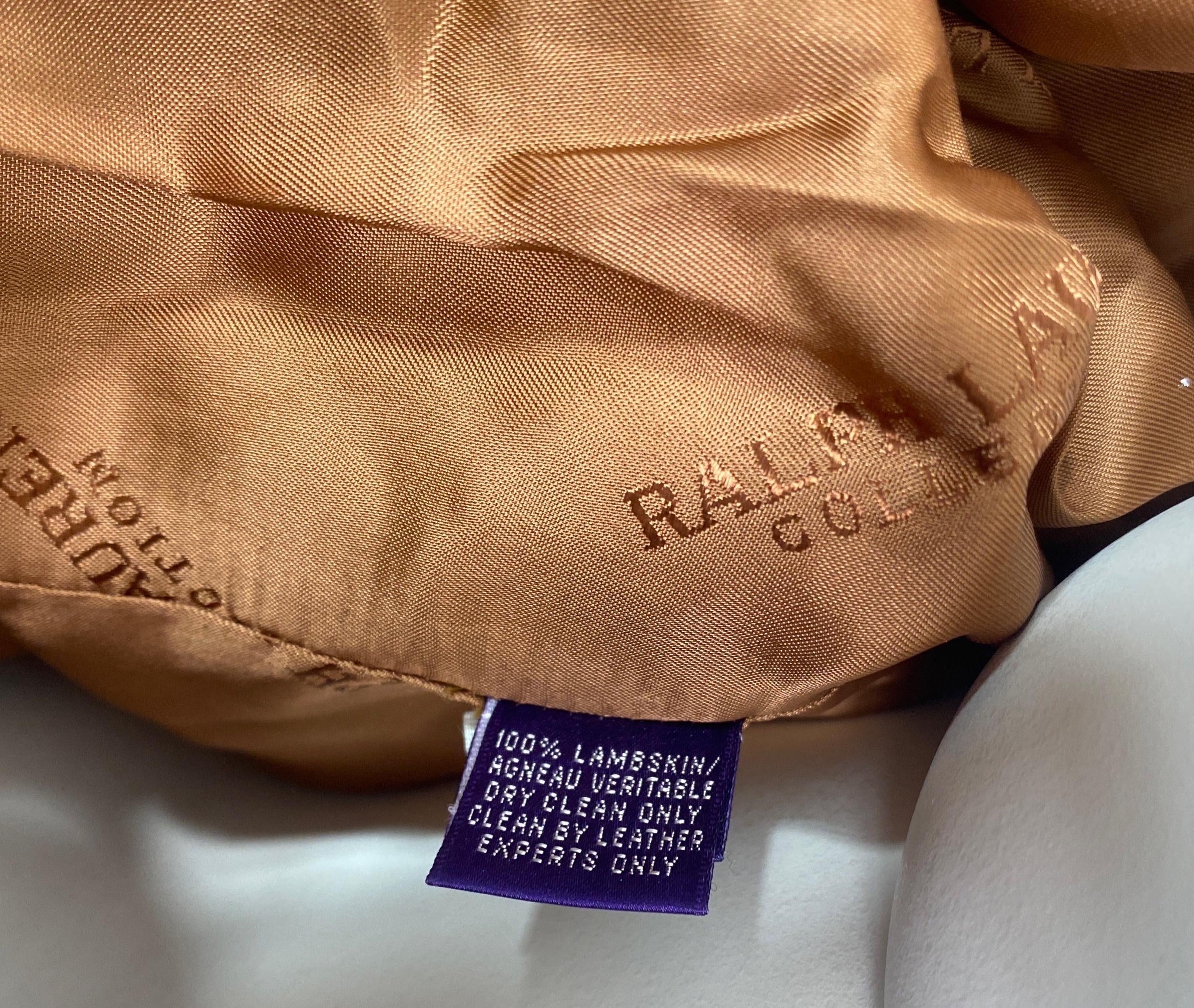 Ralph Lauren Purple Label Caramel Leather Jacket -Size 6 For Sale 11
