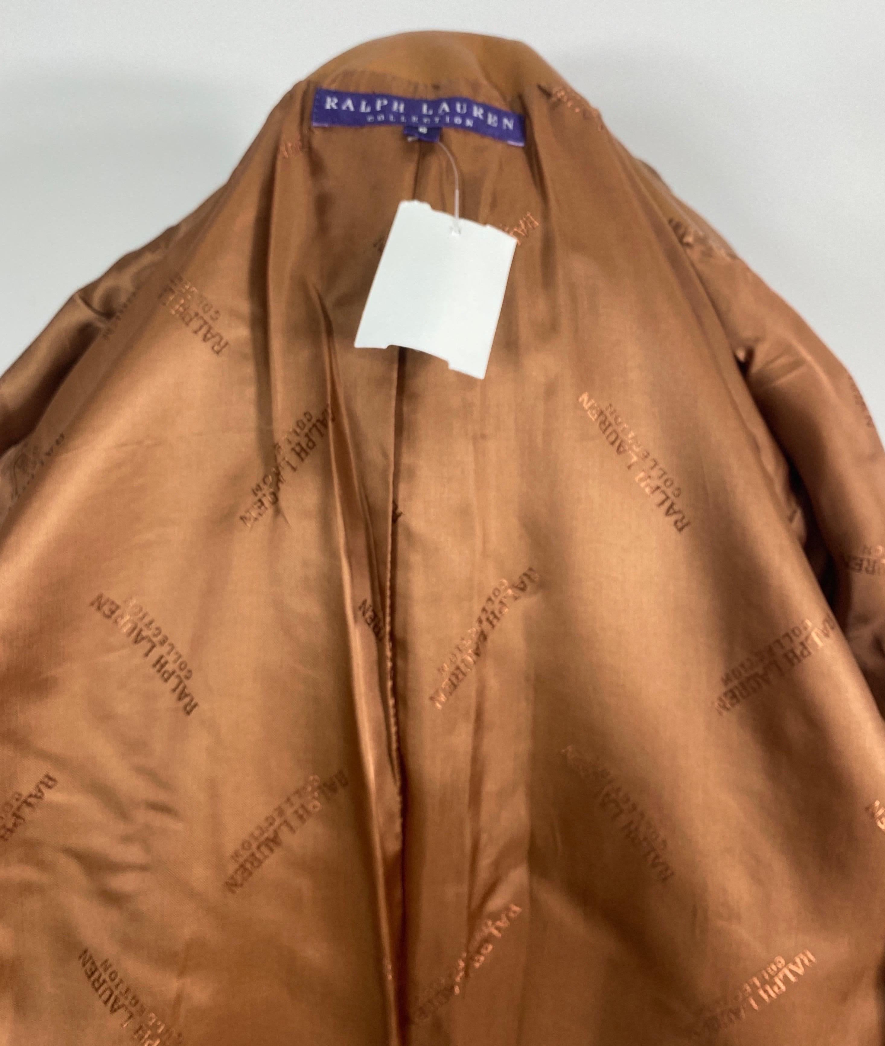 Ralph Lauren Purple Label Caramel Leather Jacket -Size 6 For Sale 13
