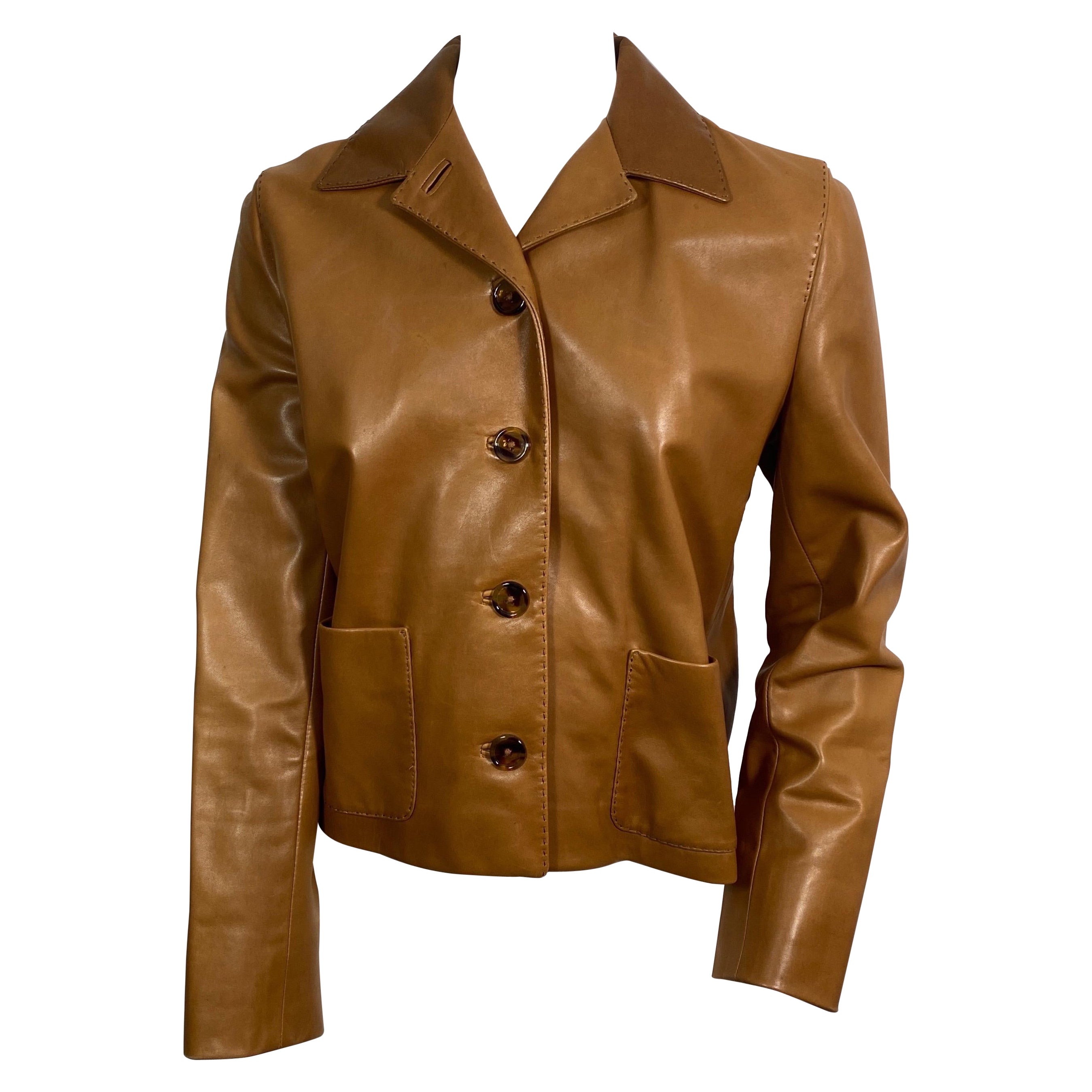 Ralph Lauren Purple Label - Giacca in pelle color caramello - Taglia 6