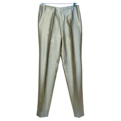Ralph Lauren Purple Label Collection Metallic Lamé Silver Pants New With Tags