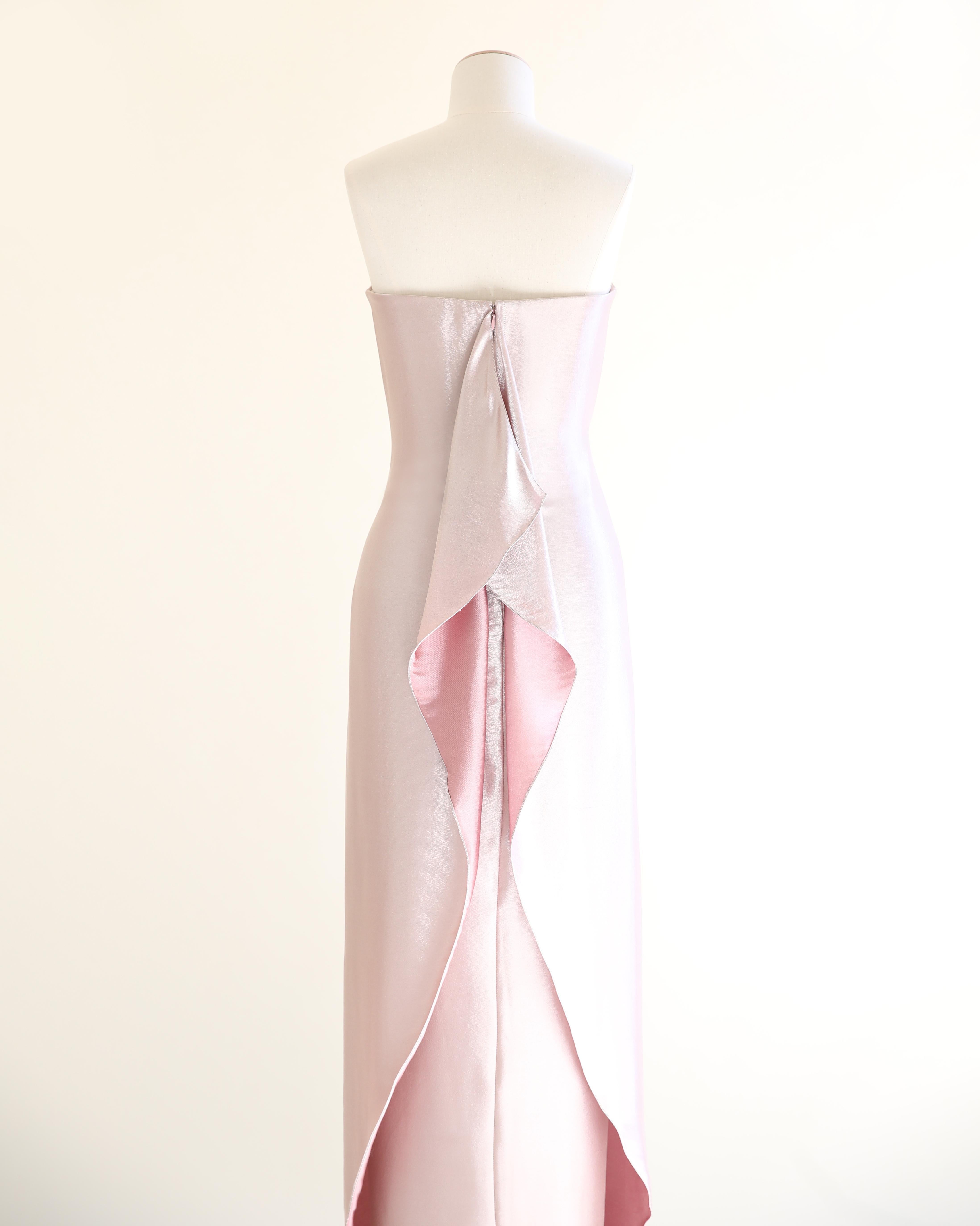 Ralph Lauren purple label Fall 2014 strapless pink purple metallic gown dress 4 5