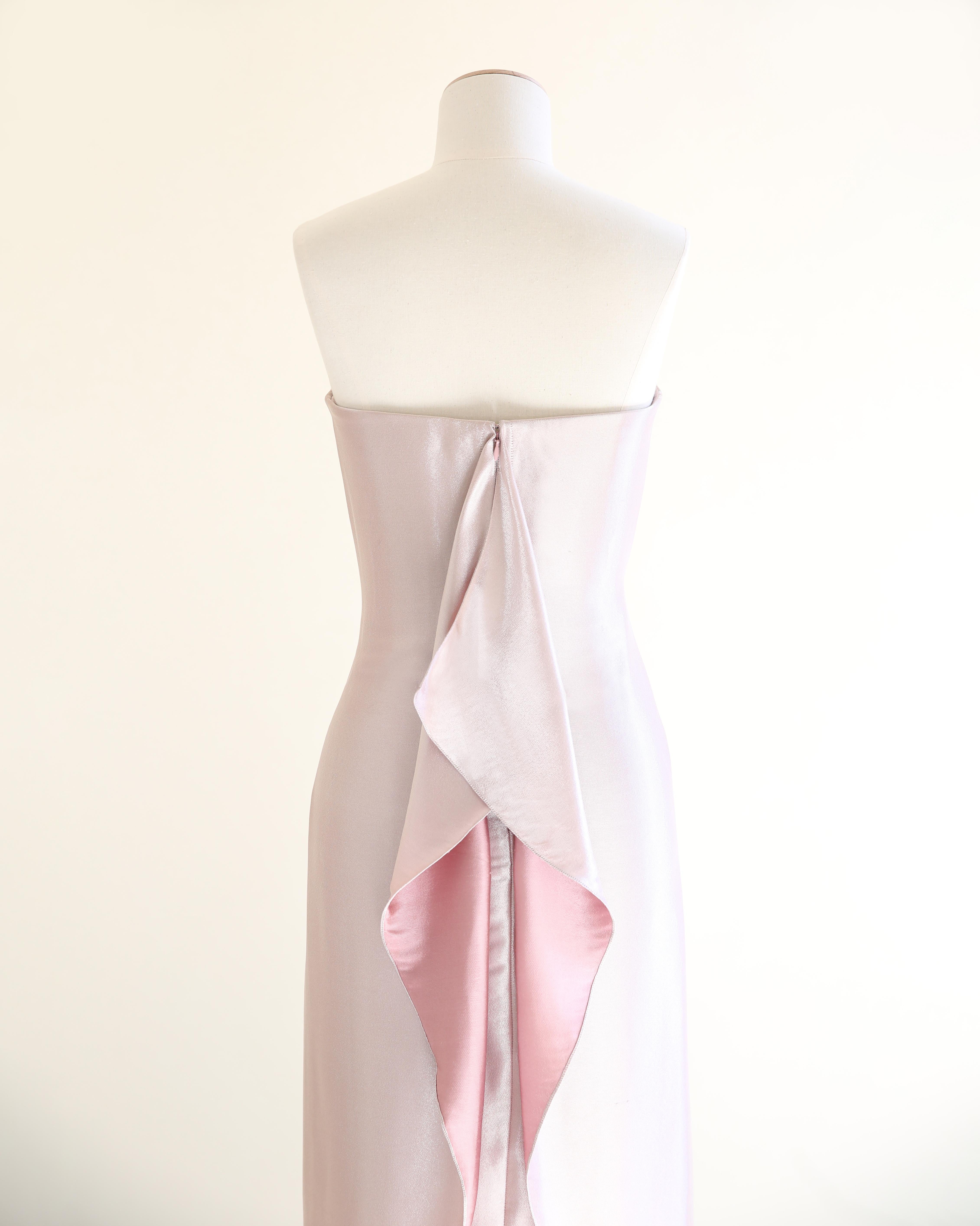 Ralph Lauren purple label Fall 2014 strapless pink purple metallic gown dress 4 6
