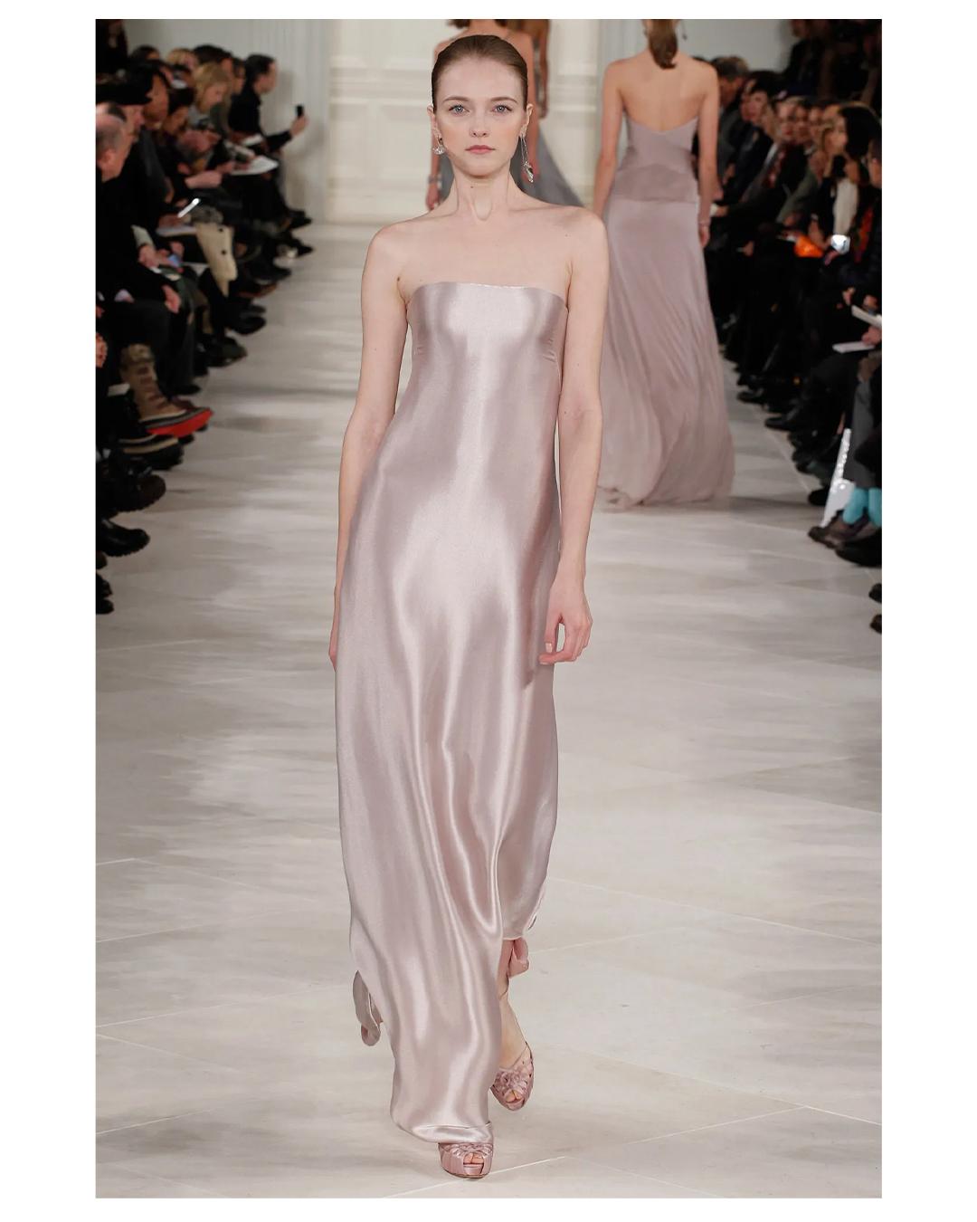 Beige Ralph Lauren purple label Fall 2014 strapless pink purple metallic gown dress 4