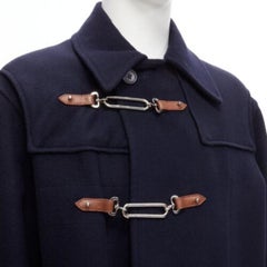 RALPH LAUREN Purple Label Fintona wool brown silver toggle buckle coat Size 6 M