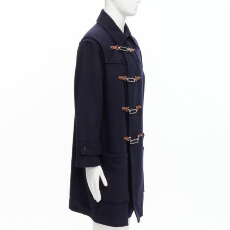 RALPH LAUREN Purple Label Fintona wool brown silver toggle buckle coat Size 6 M In Excellent Condition For Sale In Hong Kong, NT