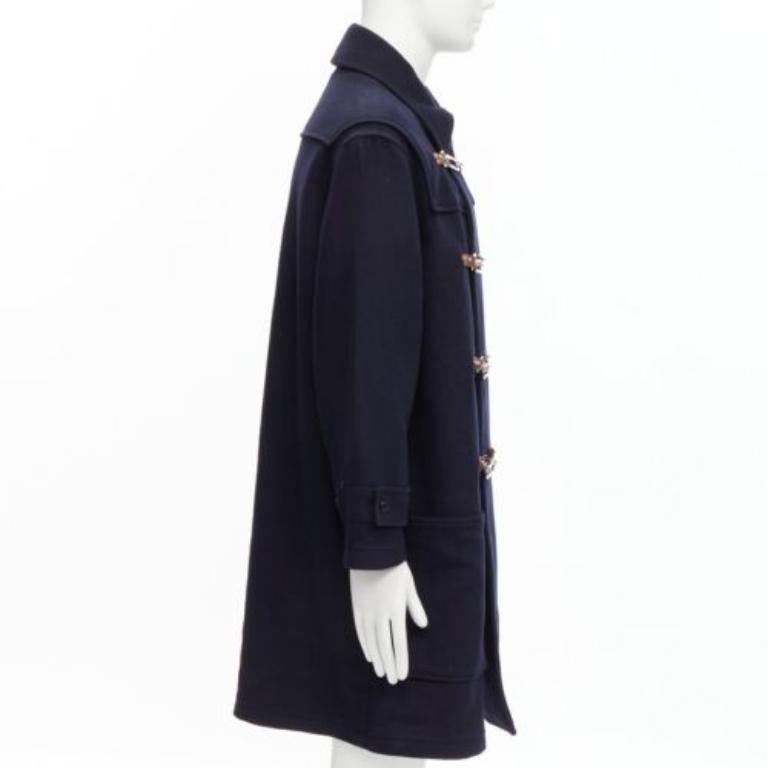 Men's RALPH LAUREN Purple Label Fintona wool brown silver toggle buckle coat Size 6 M For Sale