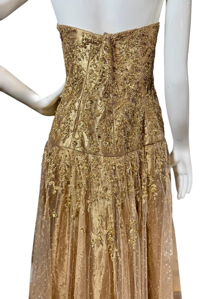 Ralph Lauren Purple Label Gold Beaded Tulle Strapless Gown Finale Look, F/W  2006