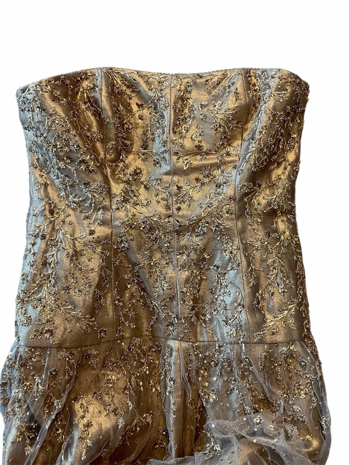 Ralph Lauren Purple Label Gold Beaded Tulle Strapless Gown Finale Look, F/W 2006 For Sale 3