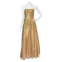 Ralph Lauren Purple Label Gold Beaded Tulle Strapless Gown Finale Look, F/W 2006