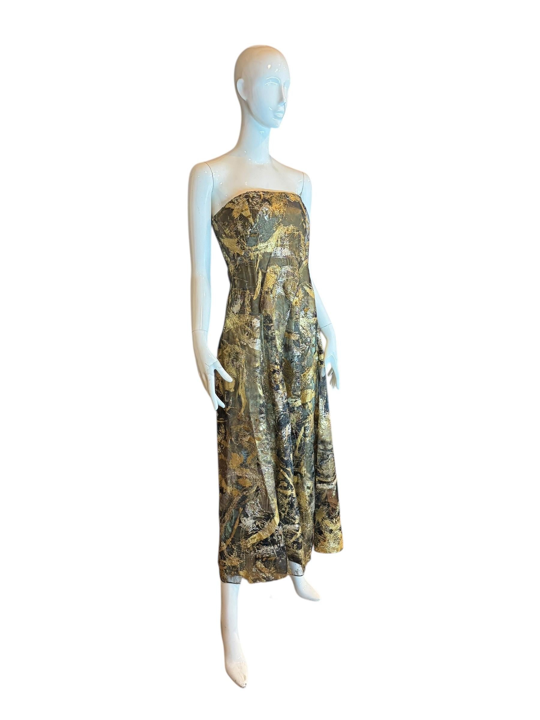 Ralph Lauren Purple Label Gold Paint-Splatter Sequin Gown, Spring 2019 Runway In New Condition For Sale In Kingston, NY