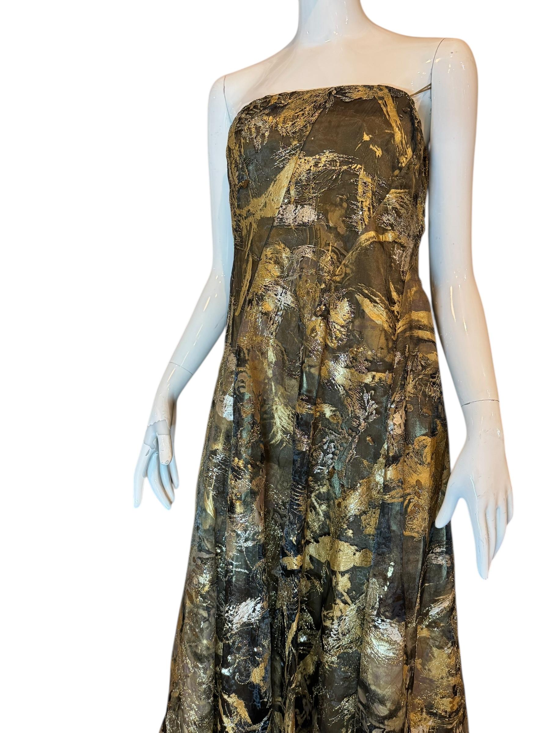 Women's Ralph Lauren Purple Label Gold Paint-Splatter Sequin Gown, Spring 2019 Runway For Sale