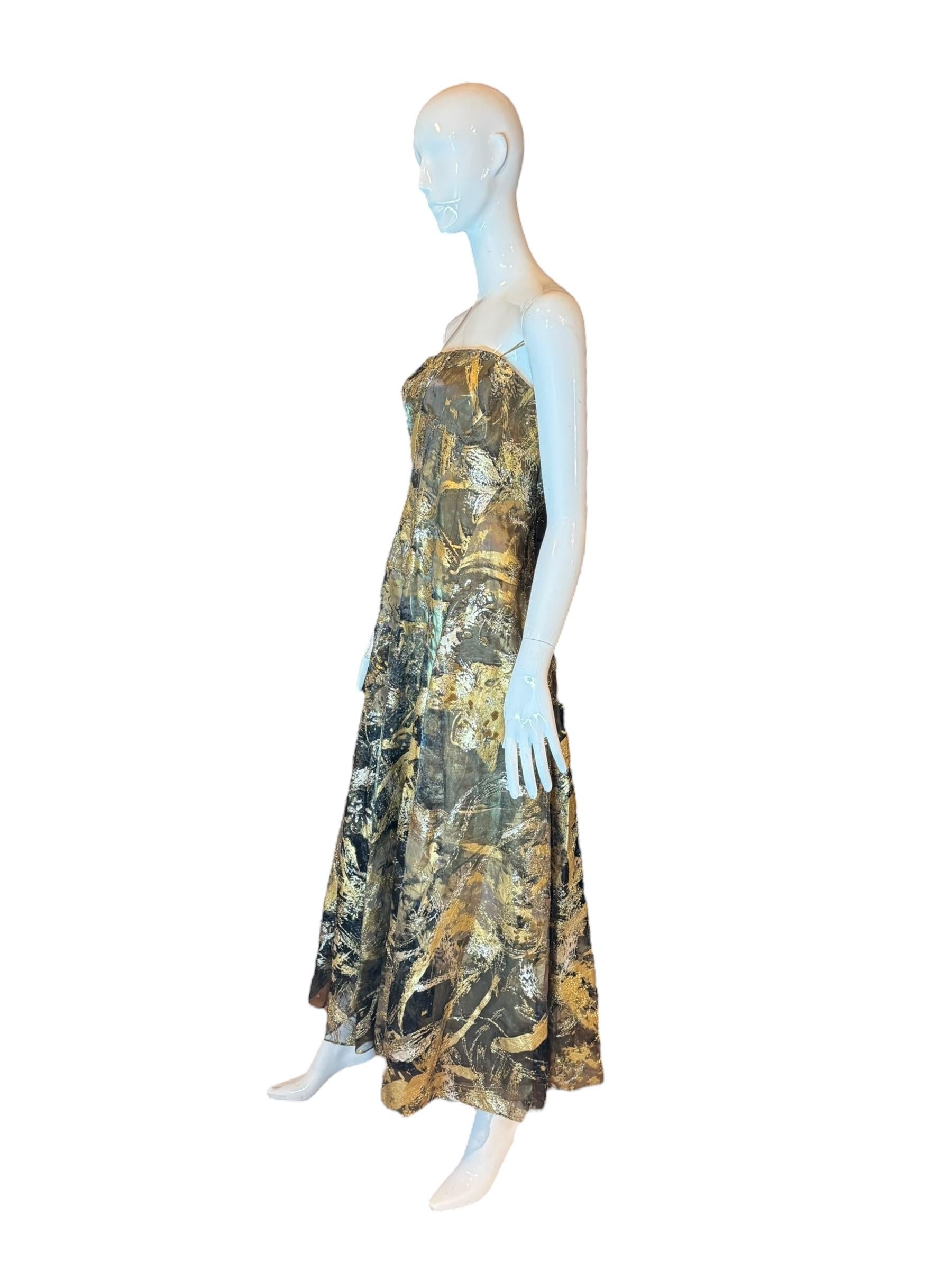 Ralph Lauren Purple Label Gold Paint-Splatter Sequin Gown, Spring 2019 Runway For Sale 1