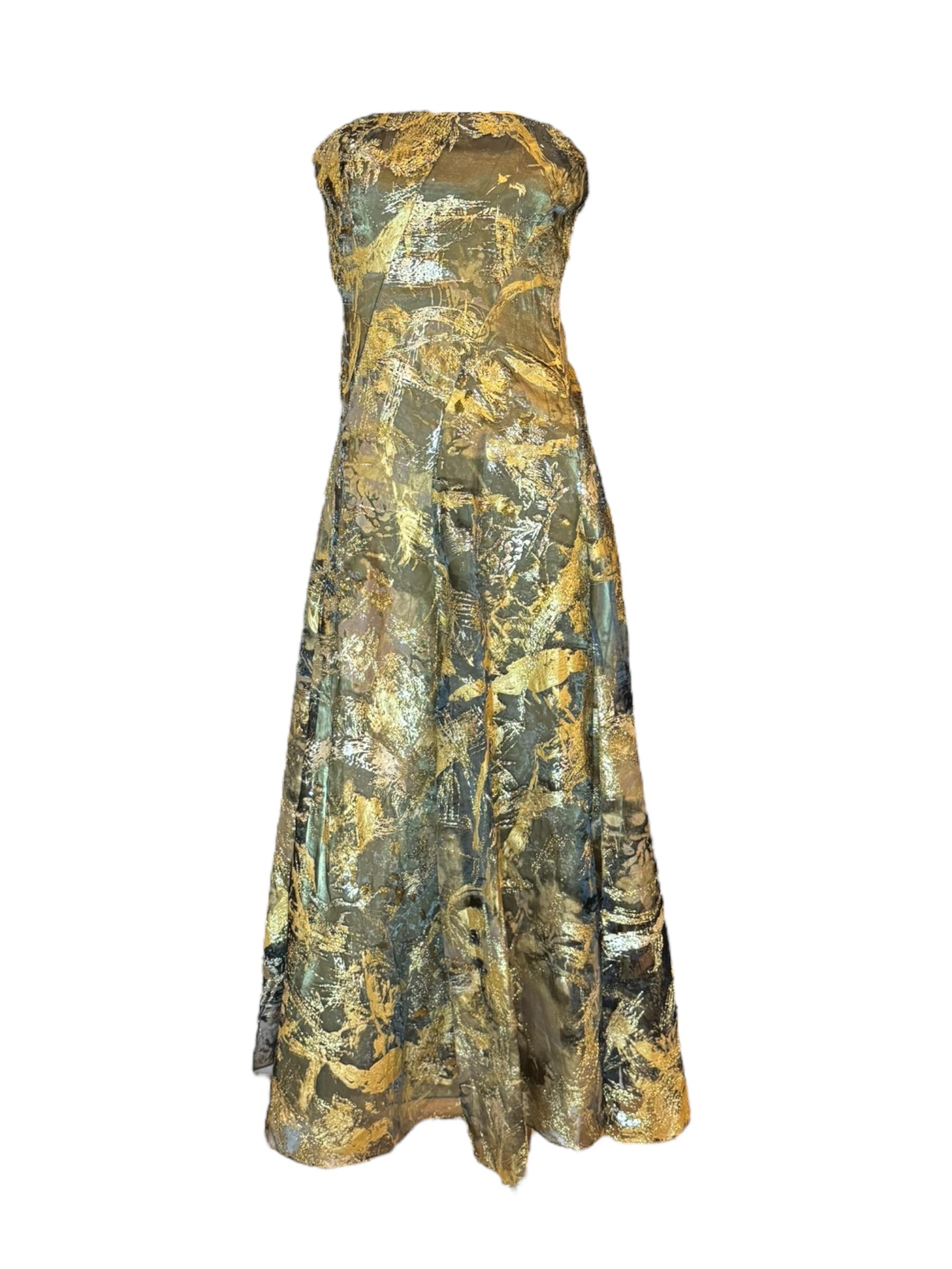 Ralph Lauren Purple Label Gold Paint-Splatter Sequin Gown, Spring 2019 Runway For Sale 3