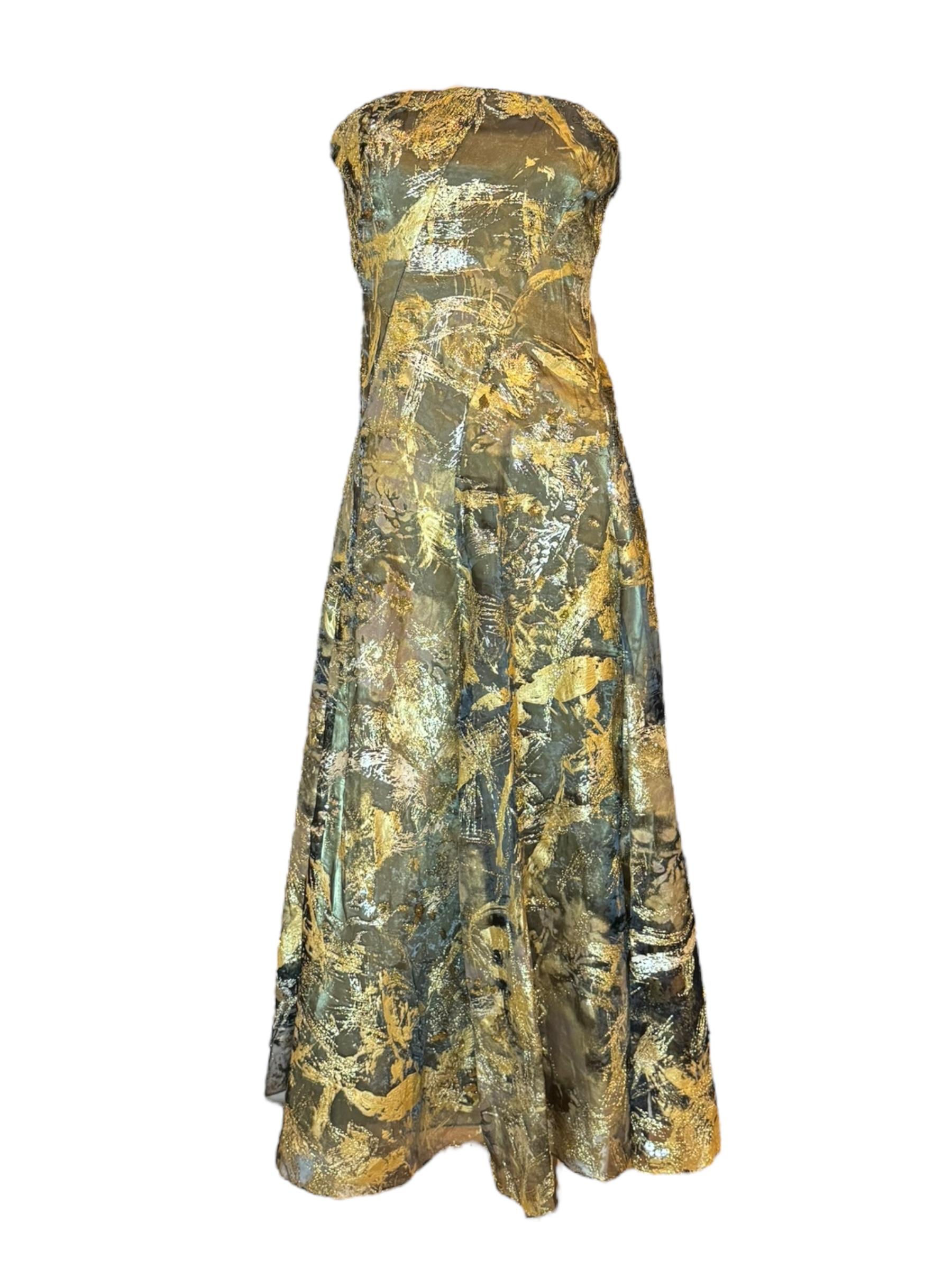Ralph Lauren Purple Label Gold Paint-Splatter Sequin Gown, Spring 2019 Runway For Sale 4