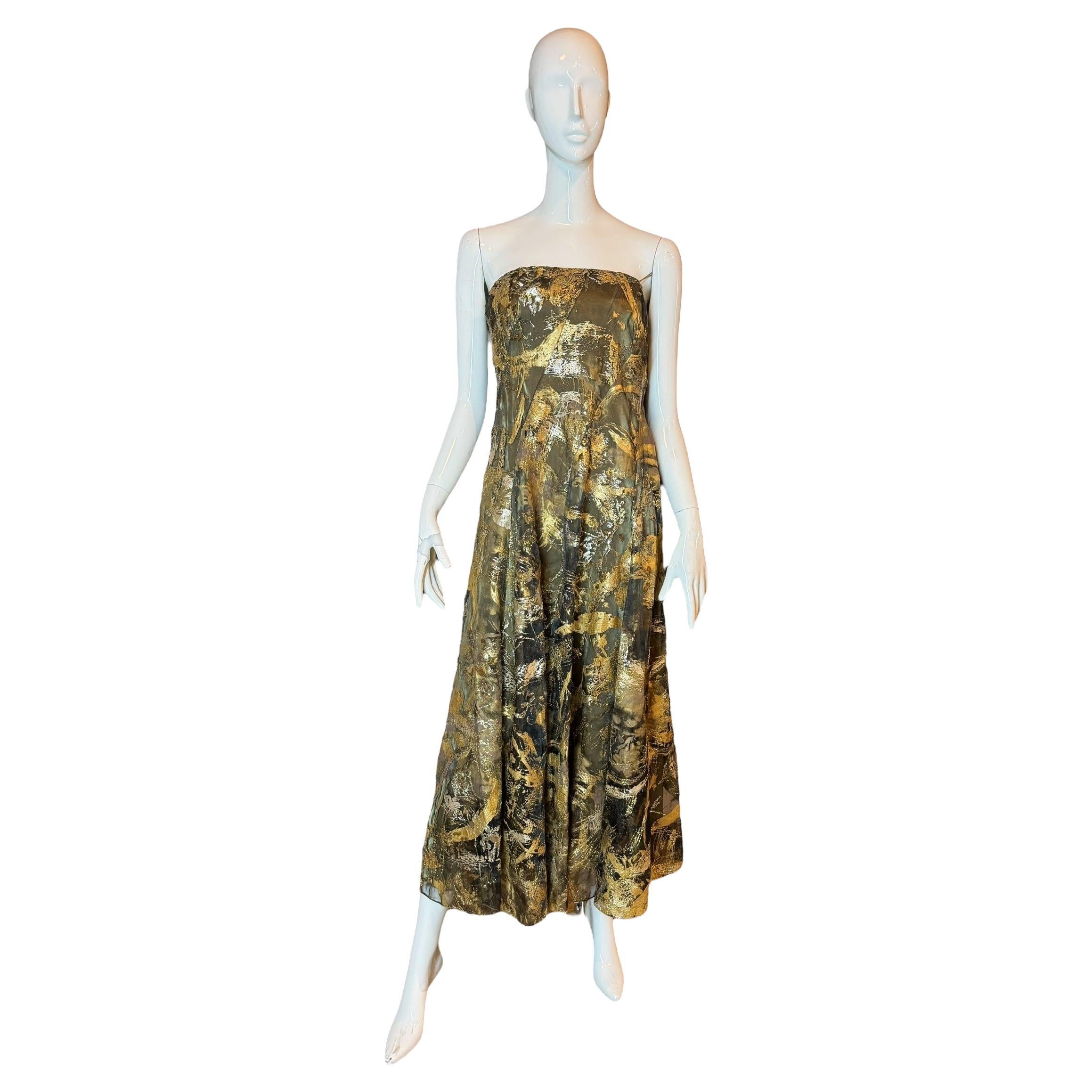 Ralph Lauren Purple Label Gold Paint-Splatter Sequin Gown, Spring 2019 Runway For Sale