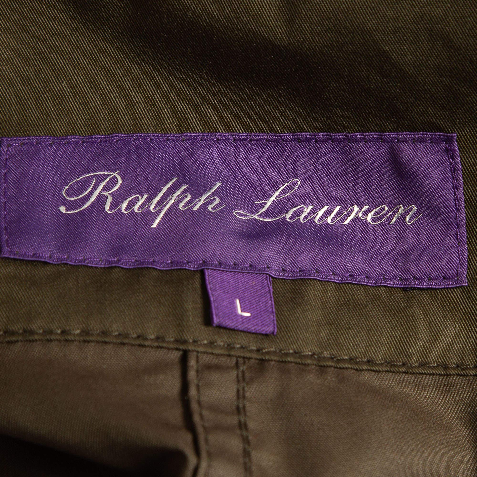 Women's Ralph Lauren Purple Label Green Cotton Blend Windbreaker Jacket L For Sale