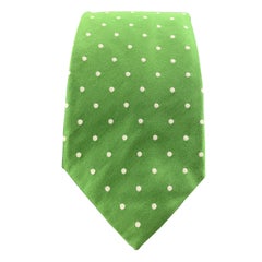 Retro RALPH LAUREN Purple Label Green Polka Dot Silk Tie