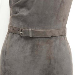 RALPH LAUREN Purple Label grey goat suede boned corset asymmetric dress US2 S