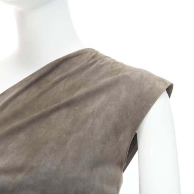 RALPH LAUREN Purple Label grey goat suede boned corset asymmetric dress US2 S 2