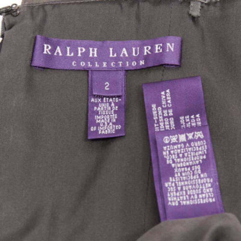 RALPH LAUREN Purple Label grey goat suede boned corset asymmetric dress US2 S 3