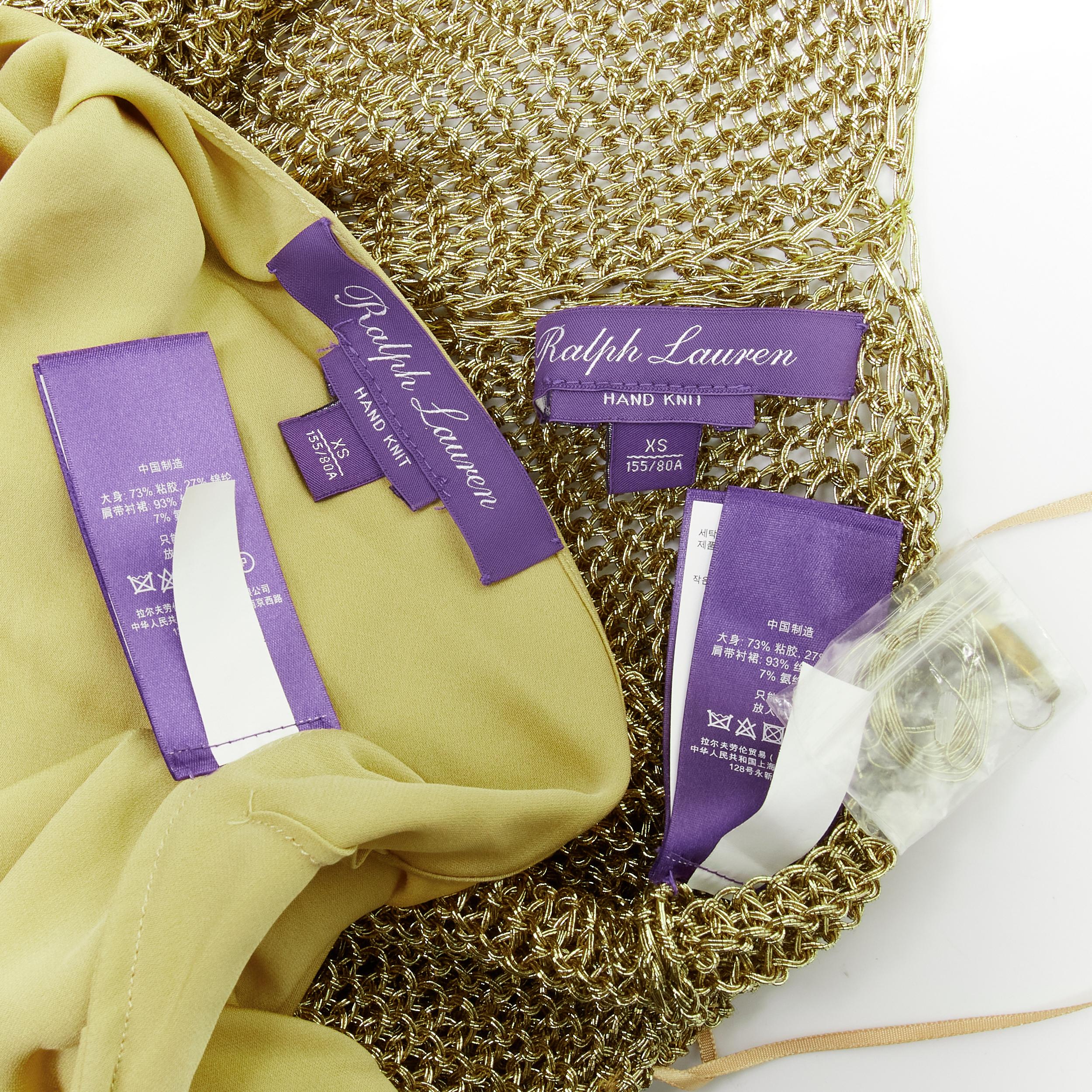 RALPH LAUREN PURPLE LABEL hand knit gold tassel crochet midi evening gown dress  For Sale 7