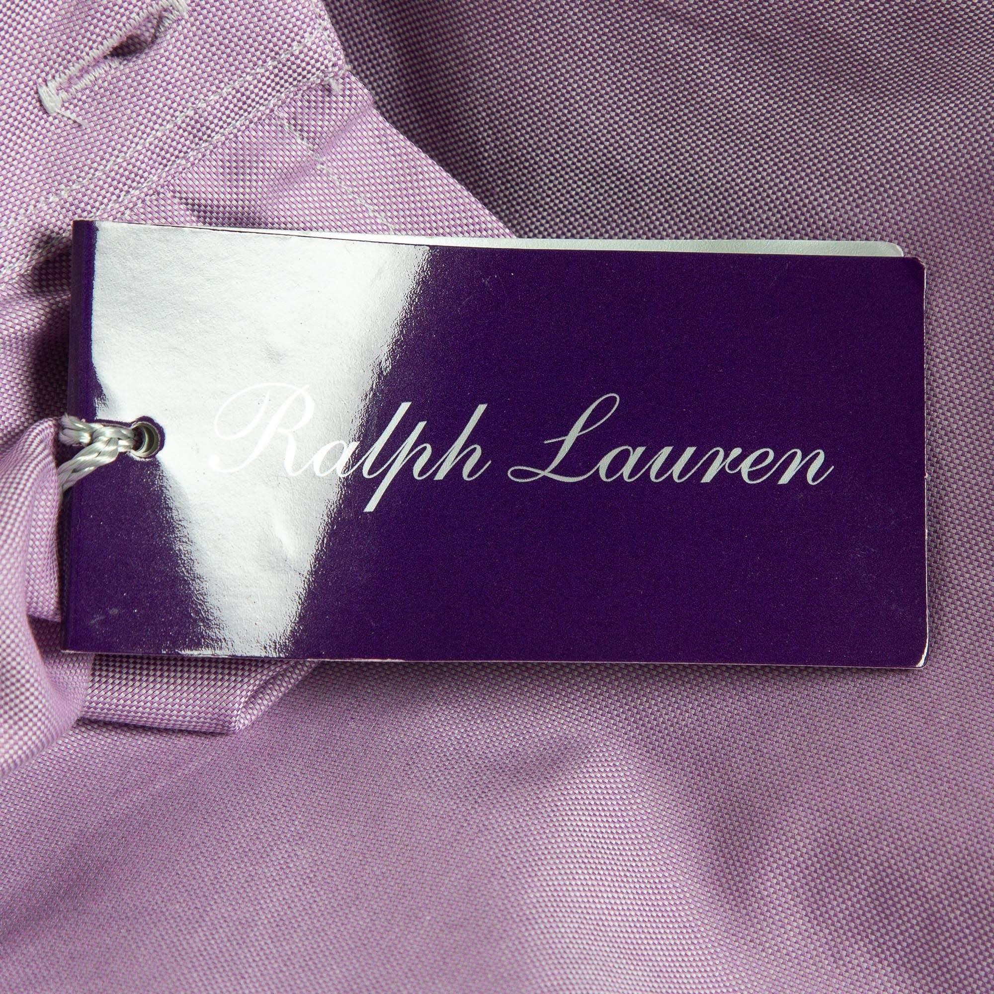 Men's Ralph Lauren Purple Label Lavender Embroidered Oxford Cotton Shirt XS