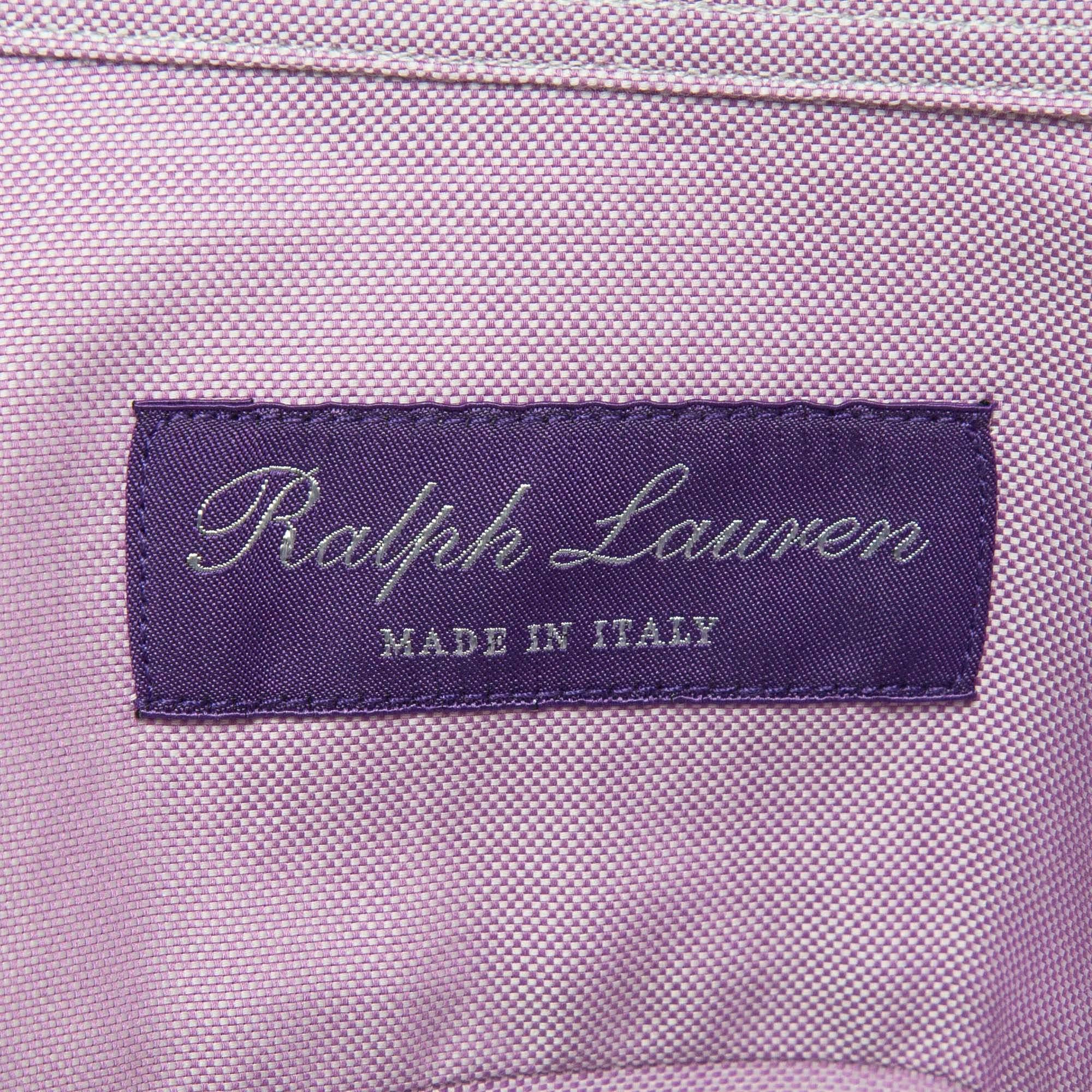 Ralph Lauren Purple Label Lavender Embroidered Oxford Cotton Shirt XS 1