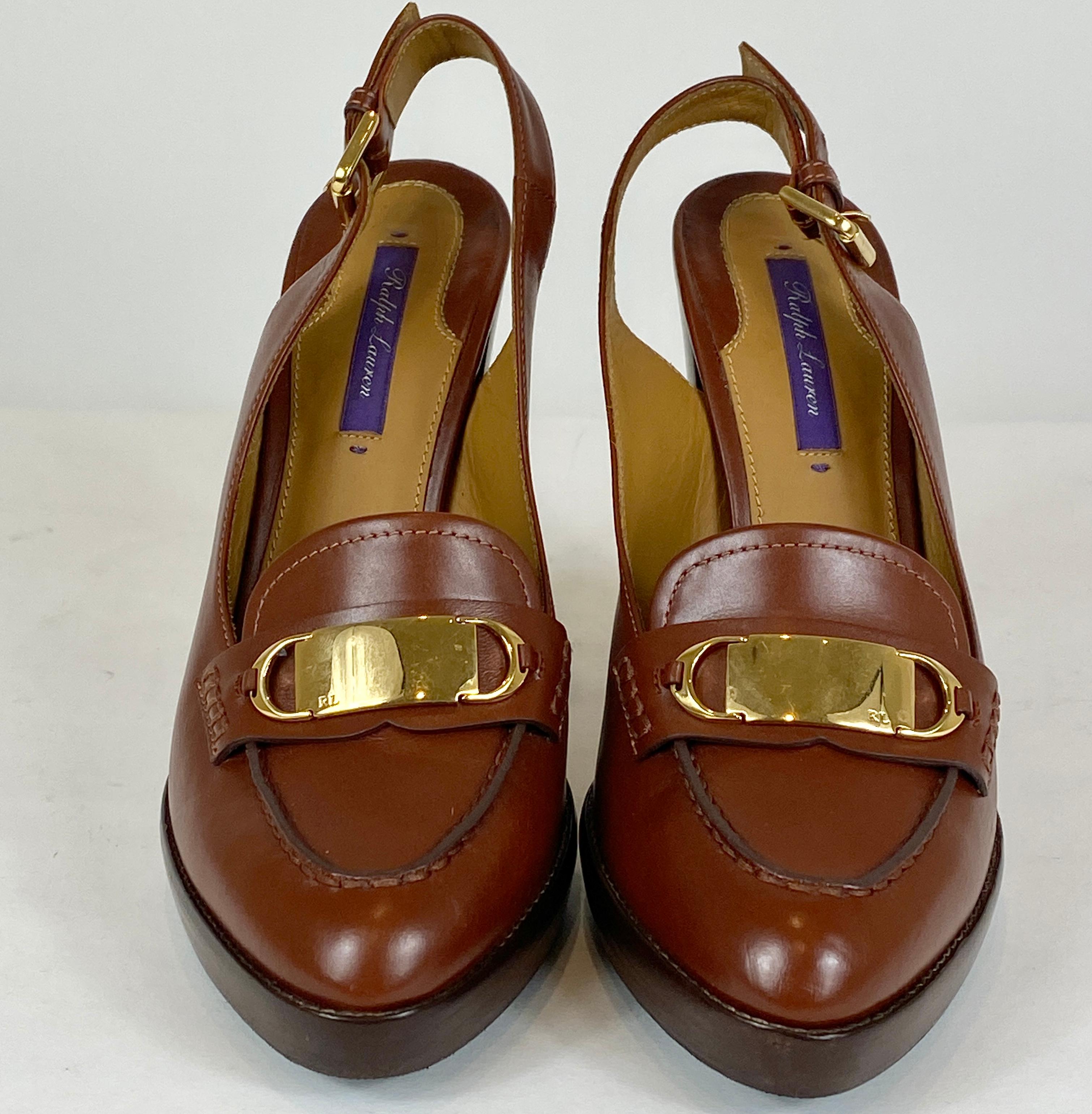 Black Ralph Lauren Purple Label Loafer High Heels