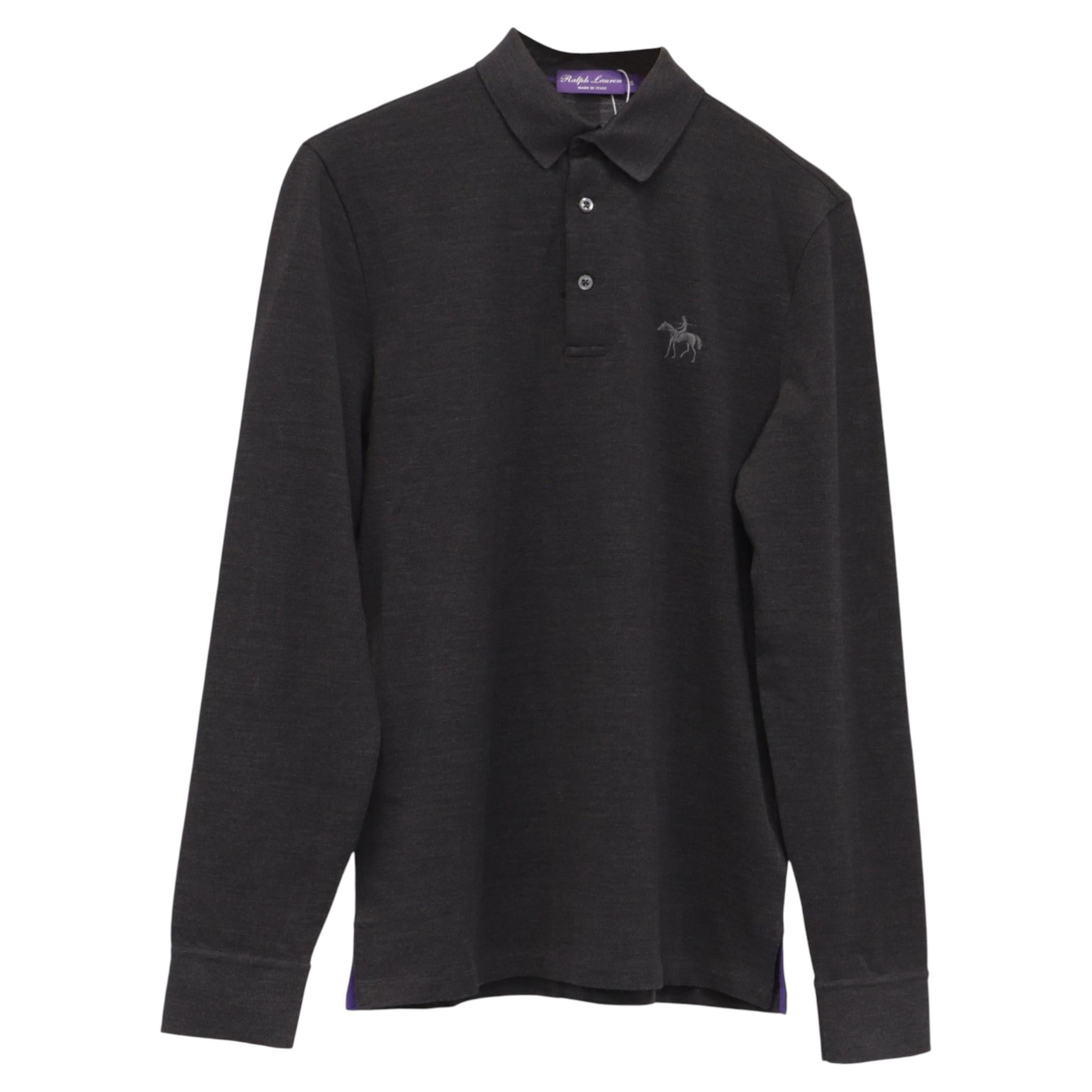 Polo Ralph Lauren Purple Label con logo ricamato, in cotone grigio