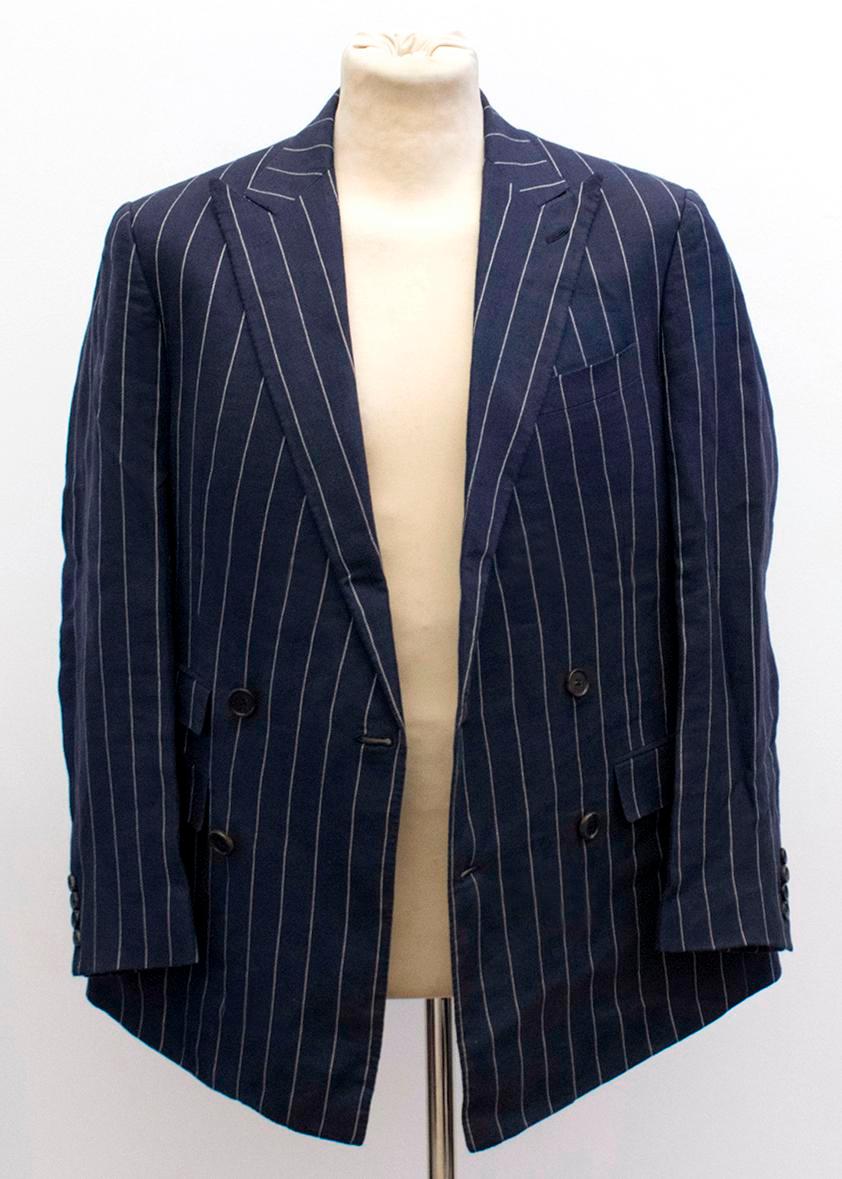 purple pinstripe suit