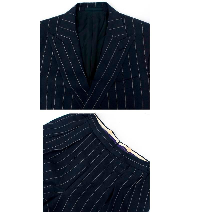Black Ralph Lauren Purple Label Men's Blue Pinstripe Suit Size M For Sale