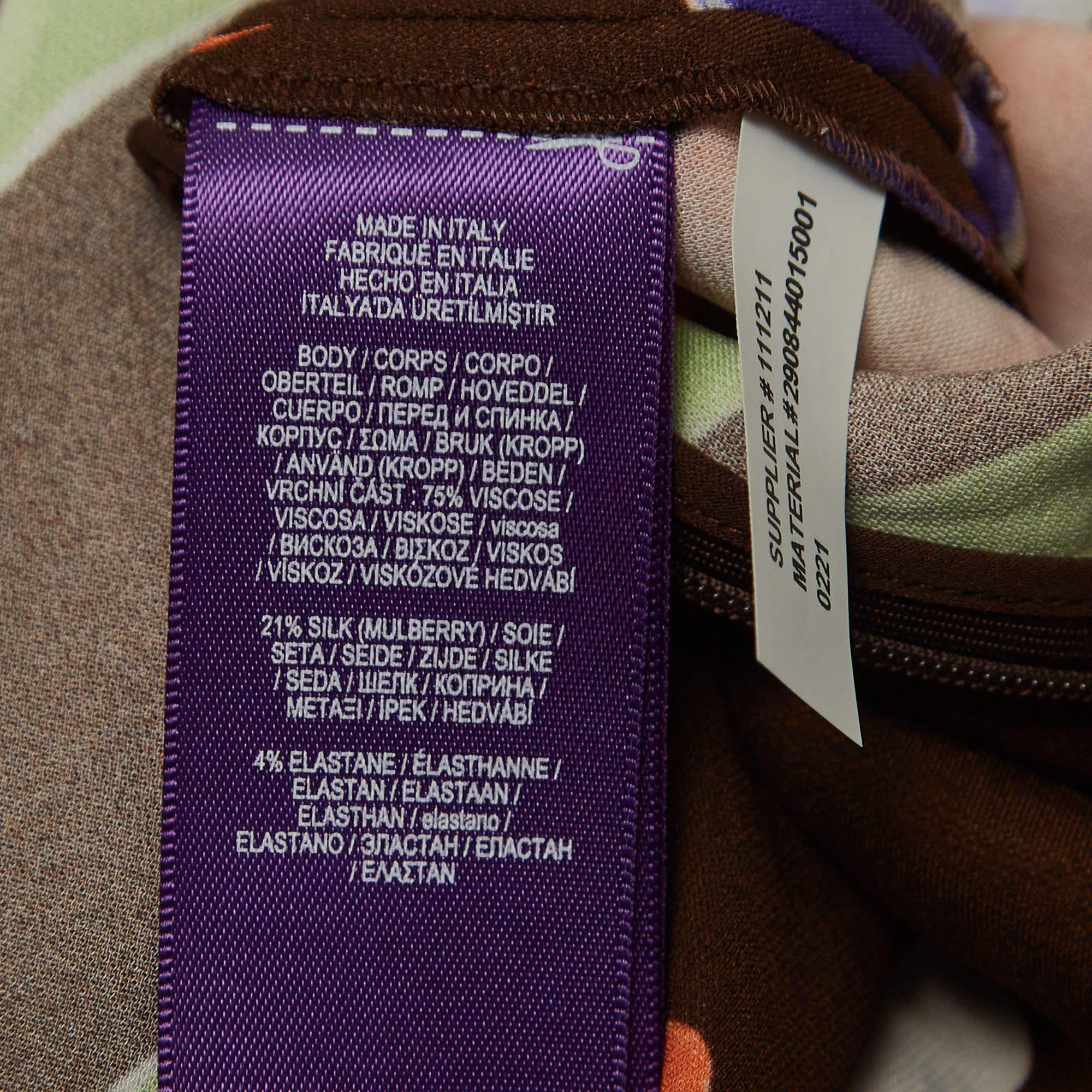 Ralph Lauren Purple Label Multicolor Floral Print Crepe Wide-Leg Pants S For Sale 2
