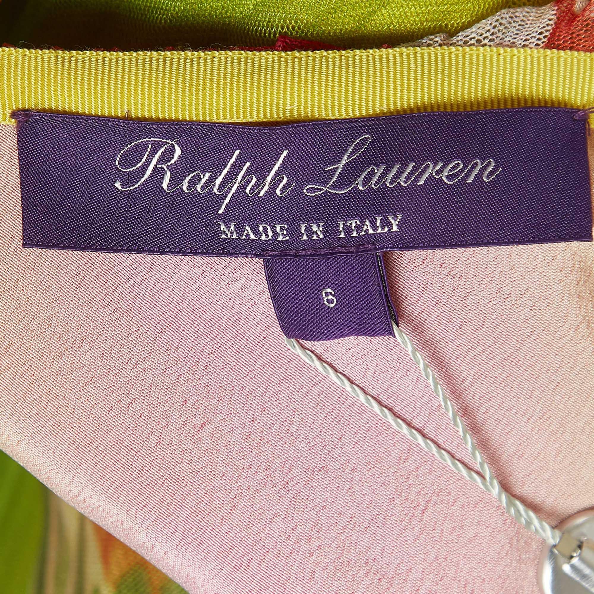 Ralph Lauren Purple Label Multicolor Floral Print Mesh Pleated Skirt M In Excellent Condition For Sale In Dubai, Al Qouz 2