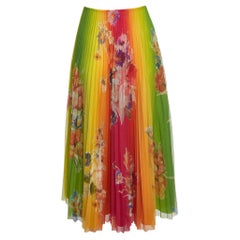 Ralph Lauren Purple Label Gonna plissettata in rete con stampa floreale multicolore M. I.