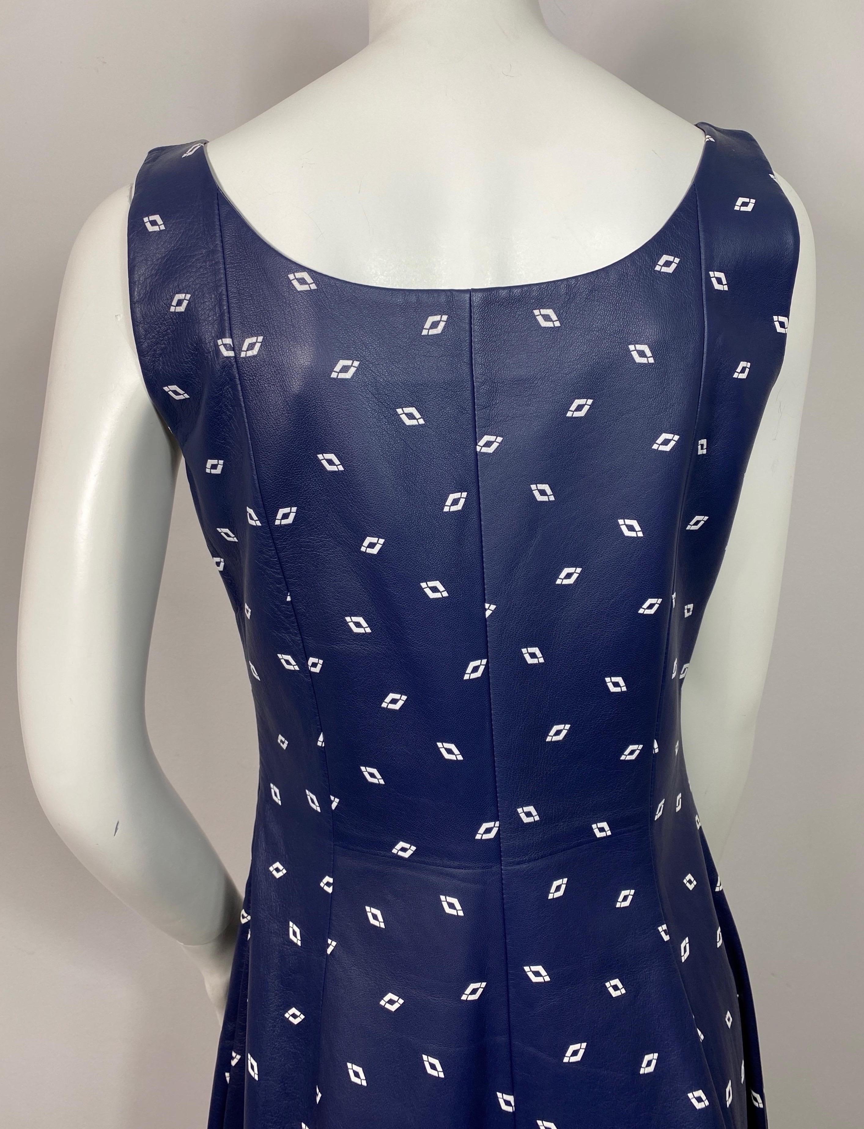 Ralph Lauren Purple Label Navy and White Leather Dress - Size 10 For Sale 6