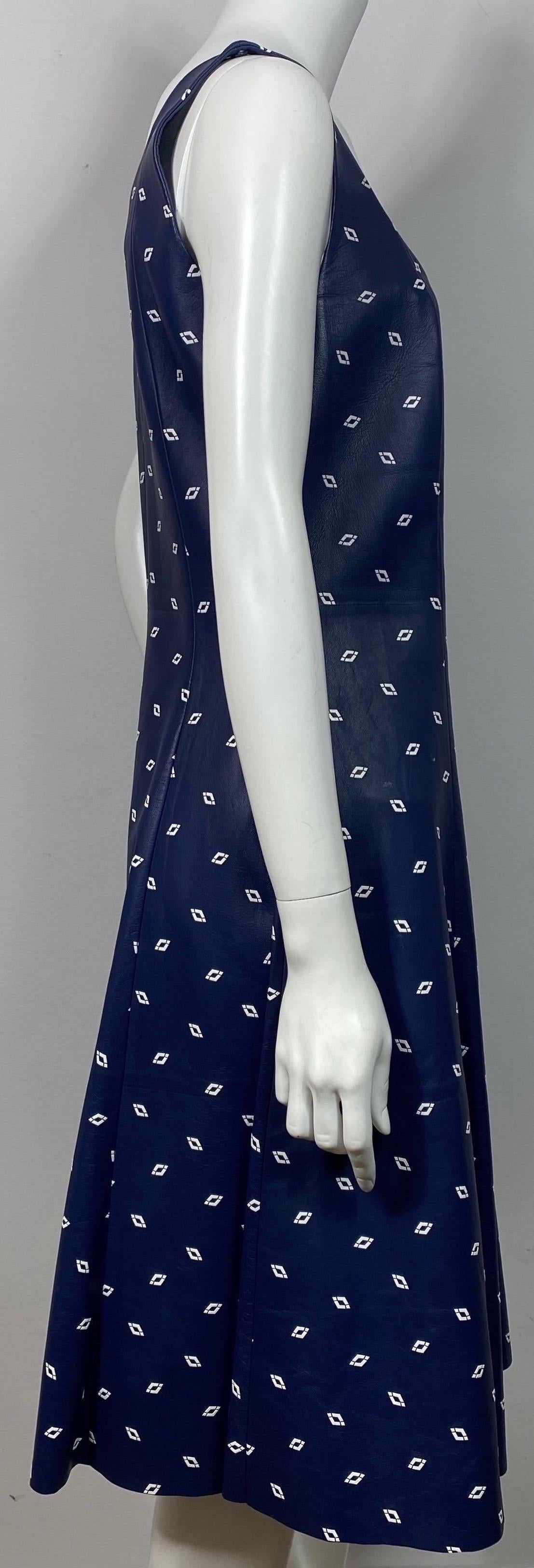 Ralph Lauren Purple Label Navy and White Leather Dress - Size 10 For Sale 2