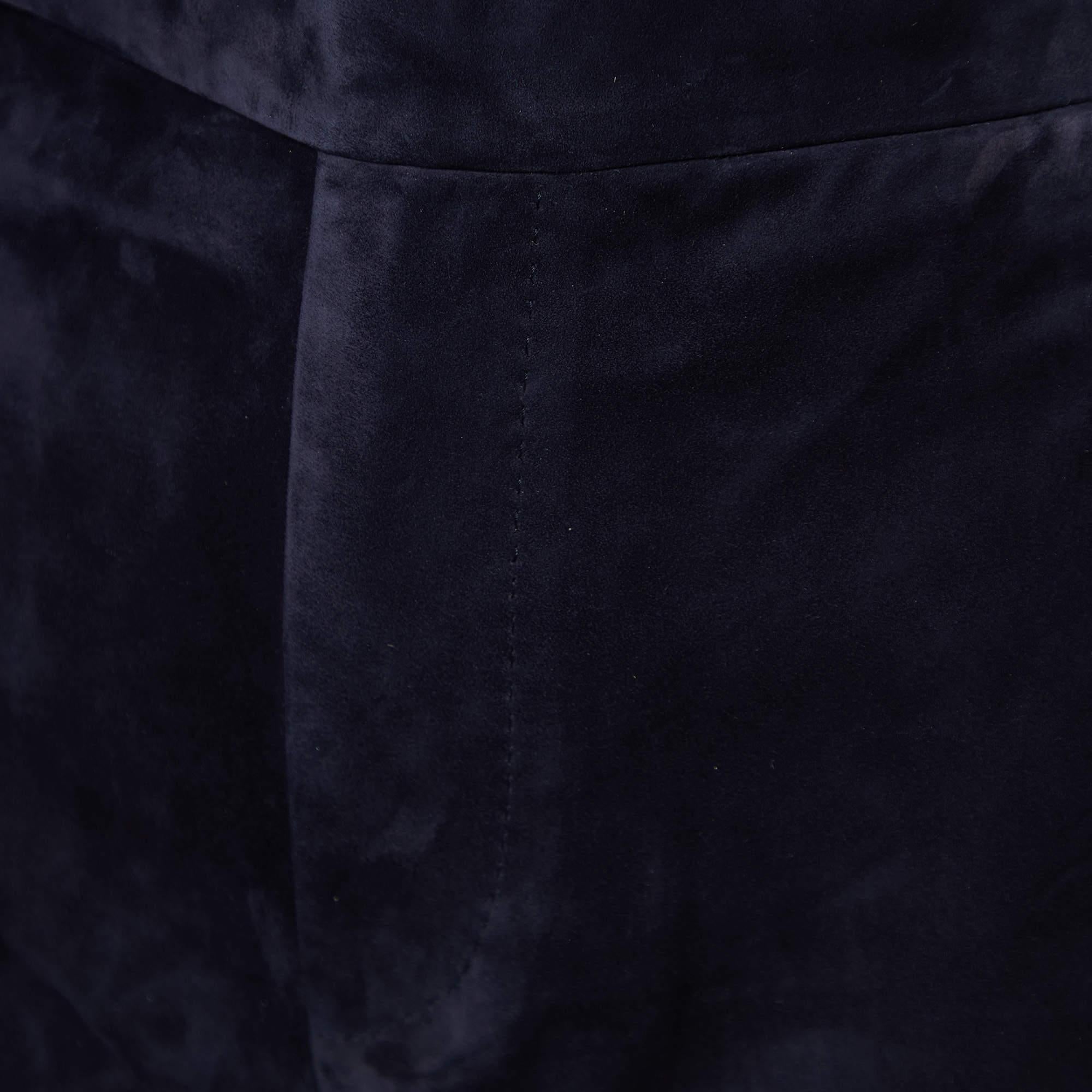 Ralph Lauren Purple Label Navy Blue Suede Tailored Pants M In New Condition In Dubai, Al Qouz 2
