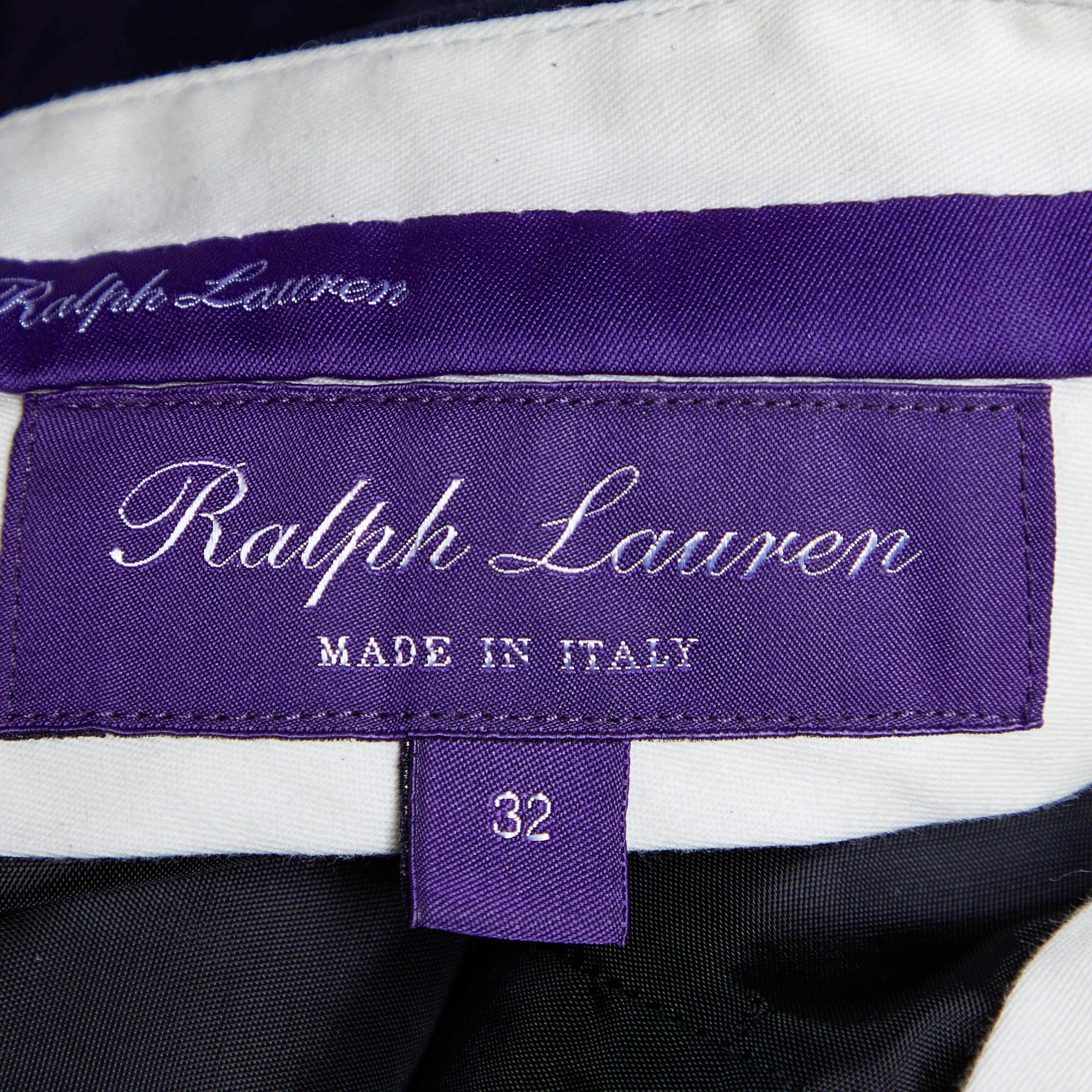 Ralph Lauren Purple Label Navy Blue Suede Tailored Pants M 1
