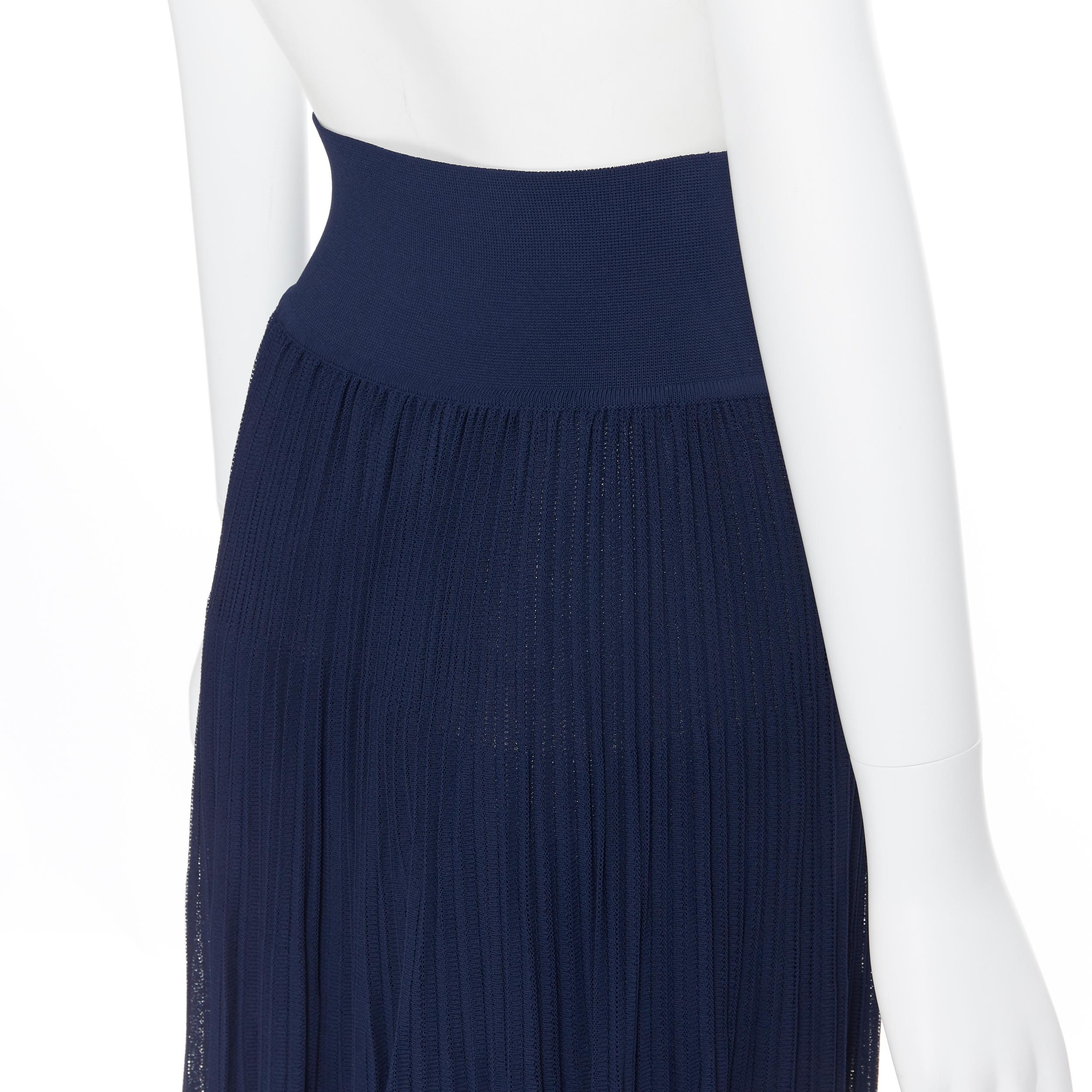 Women's RALPH LAUREN PURPLE LABEL navy blue viscose knit cut out pleated skirt gown US4