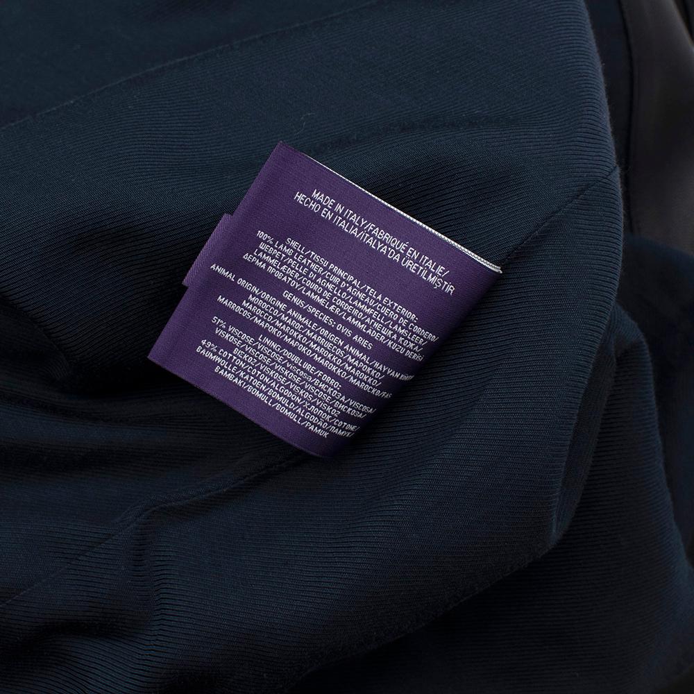 Black Ralph Lauren Purple Label Navy Leather Hooded Jacket  L
