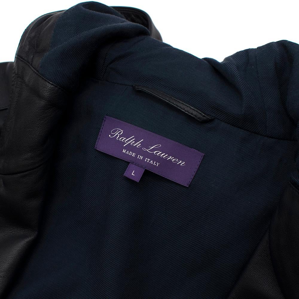 Women's or Men's Ralph Lauren Purple Label Navy Leather Hooded Jacket  L