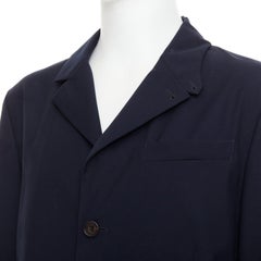 RALPH LAUREN Purple Label navy twill 3 flap pockets double vent coat XL