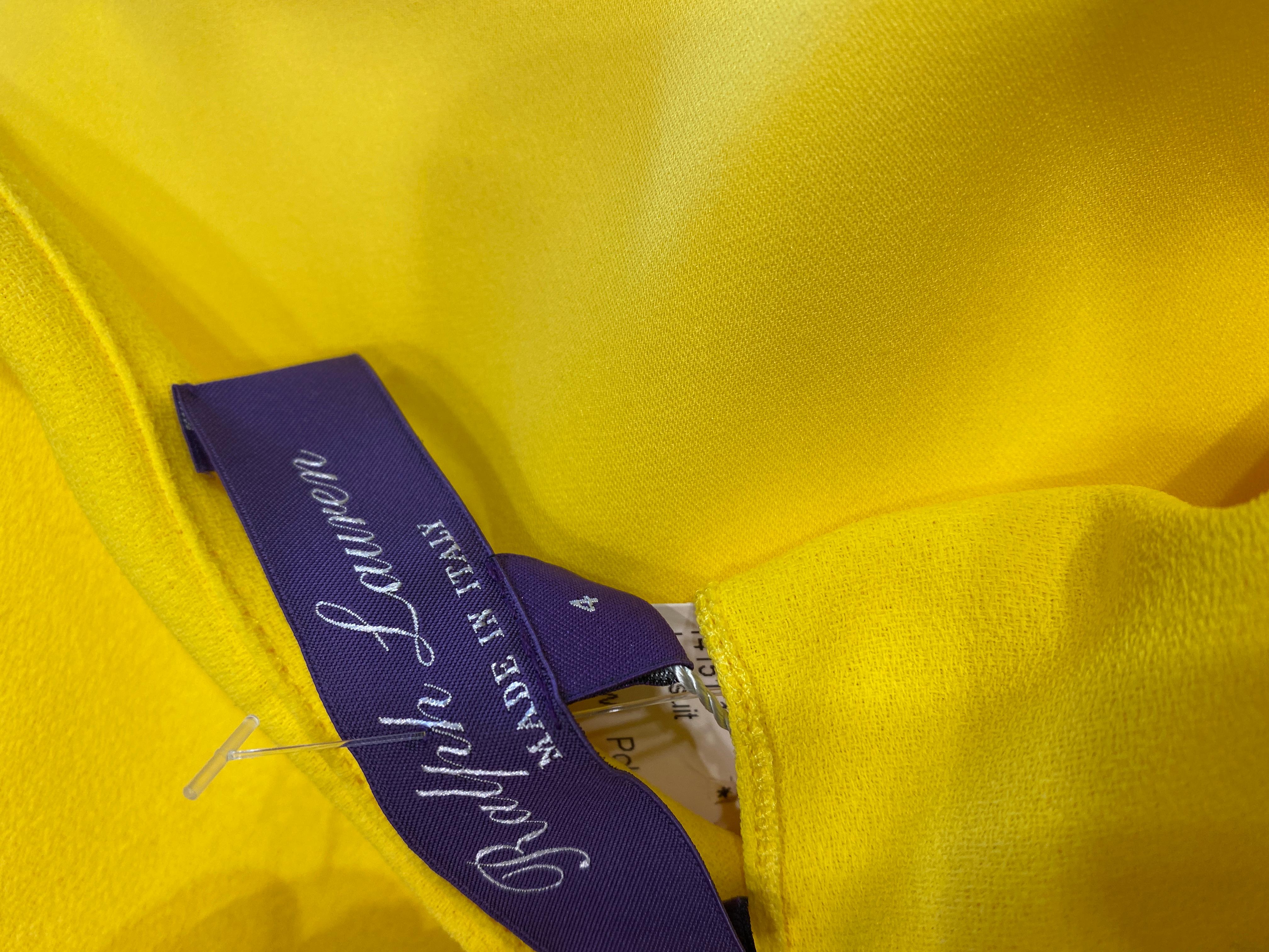 Ralph Lauren Purple Label NWT Wide Leg Yellow Jumpsuit with Attached Cape In New Condition In Bridgehampton, NY