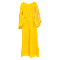 Ralph Lauren Purple Label NWT Wide Leg Yellow Jumpsuit with Attached Cape