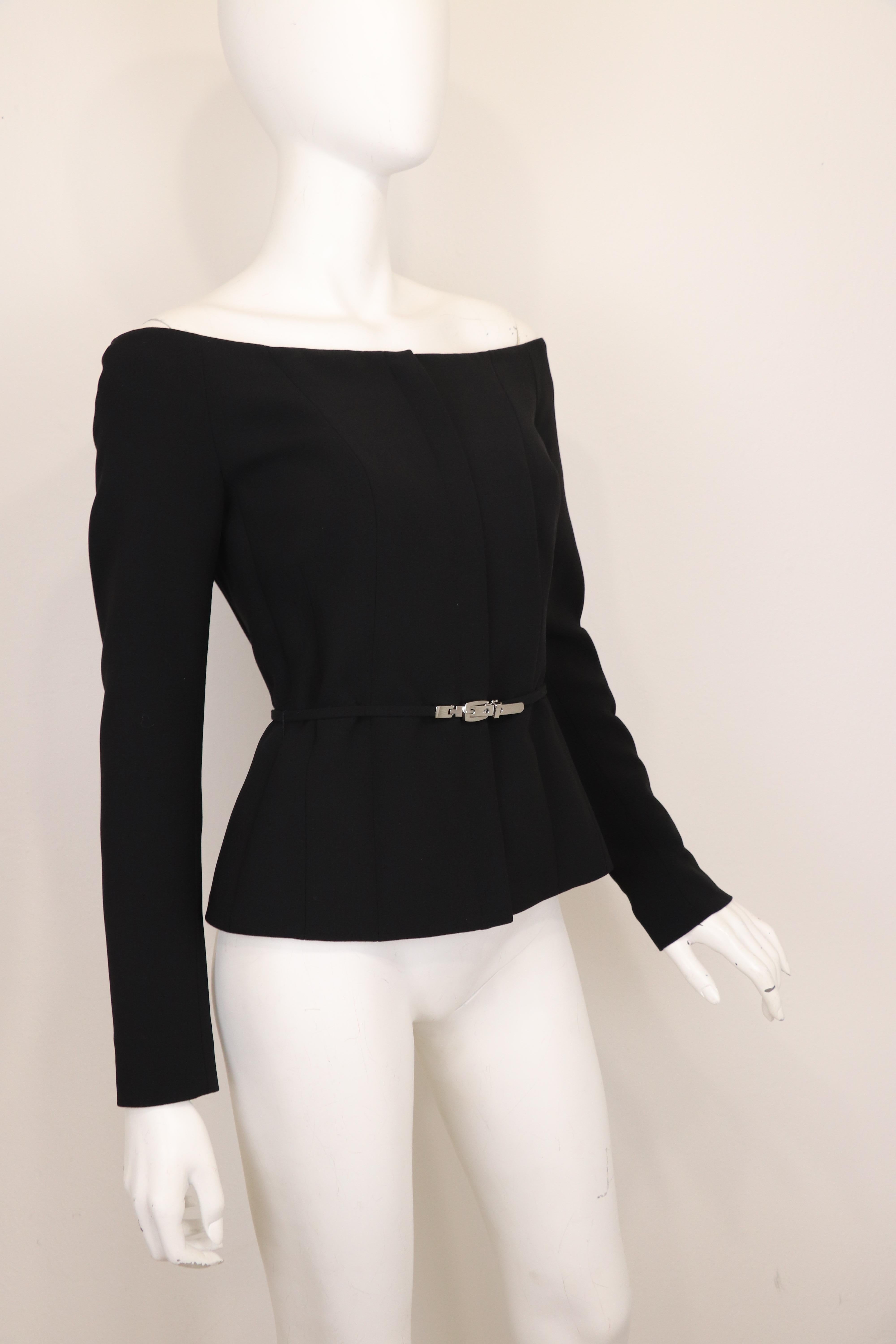 Ralph Lauren Purple Label Off Shoulder Belted Jacke NWT (Schwarz)