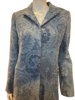 Ralph Lauren Purple Label Paisley Printed Wool Tweed Long Jacket