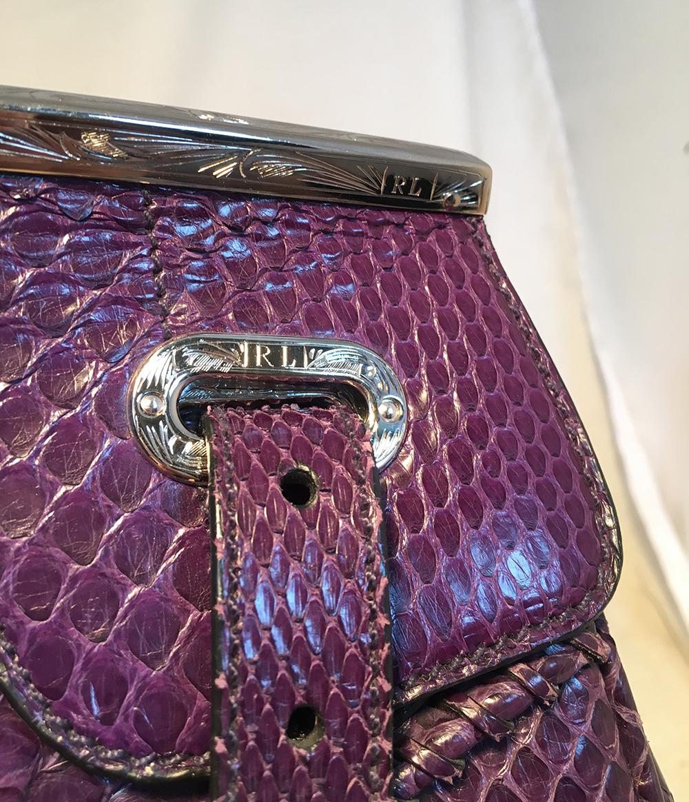 Ralph Lauren Purple Label Purple Python Snakeskin Ricky Bag Tote  In Excellent Condition In Philadelphia, PA