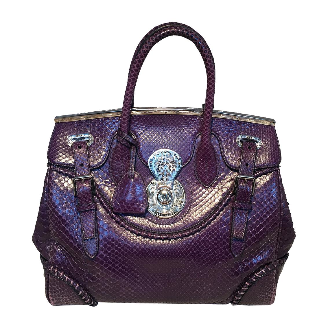 Ralph Lauren Purple Label Purple Python Snakeskin Ricky Bag Tote 