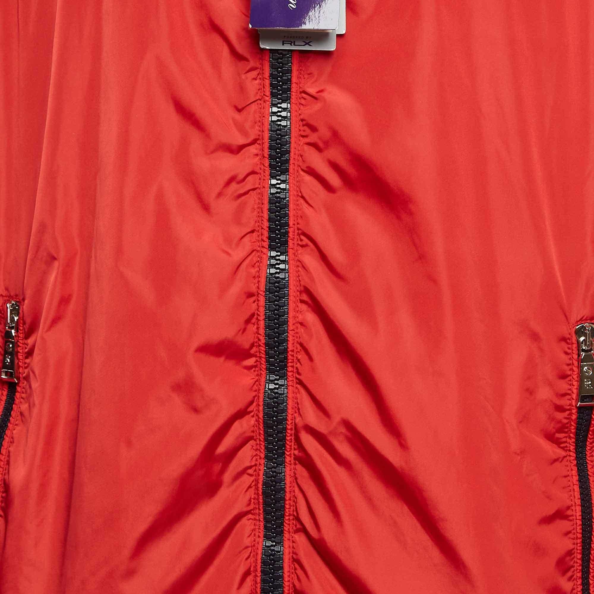 Rosso Ralph Lauren Purple Label Felpa a vento sintetica con zip XL in vendita